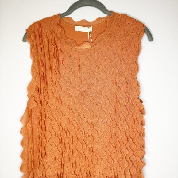 Ulla Johnson Kaelyn Ruffle Scallop Orange Knit Long Maxi Dress P / XS NWT - Picture 6 of 8